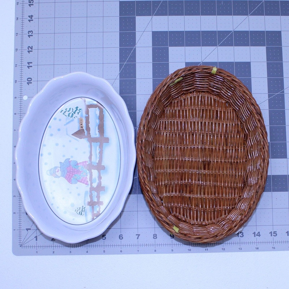 Spinnaker Snowman Serving Dishes Set of 3 With Baskets and Holiday Charms - Picture 11 of 13